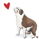 Chien adorant sous un cœur vibrant